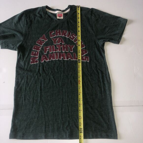 Homage Mens Merry Christmas Ya Filthy Animal Green  T-Shirt Size Small - Picture 6 of 12